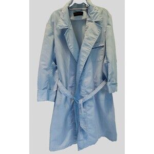 Vintage Pierre Cardin Mens Blue White Stripe Lightweight Robe One Size OS w Tie